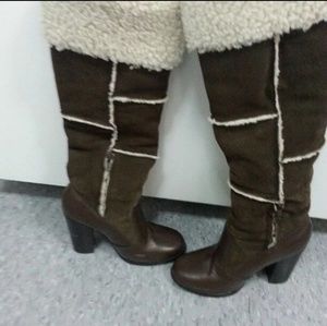 Leather/ suede heel boots